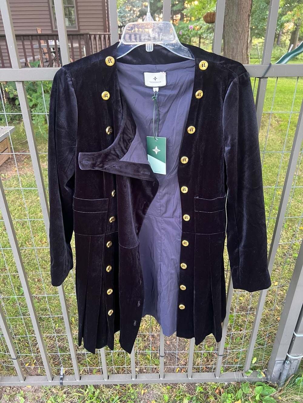 Tuckernuck Navy Velvet Button Front Mini Dress NWT L - Picture 14 of 14